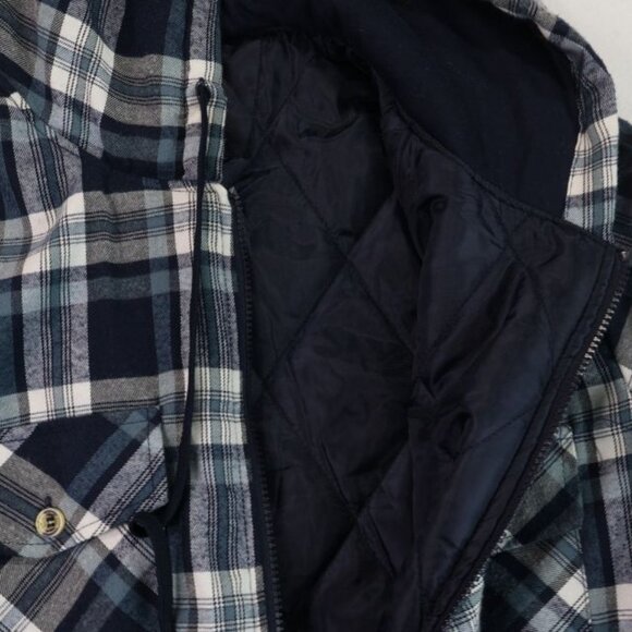 Plaid Mens Lined Utility Jacket XXL U.S. Life Hooded Pockets Long Sleeve Coat - Picture 5 of 9